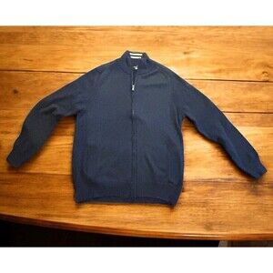 Gionfriddo Full Zip Pullover Sweater Wool Blend SZ Large Made in Italy Navy